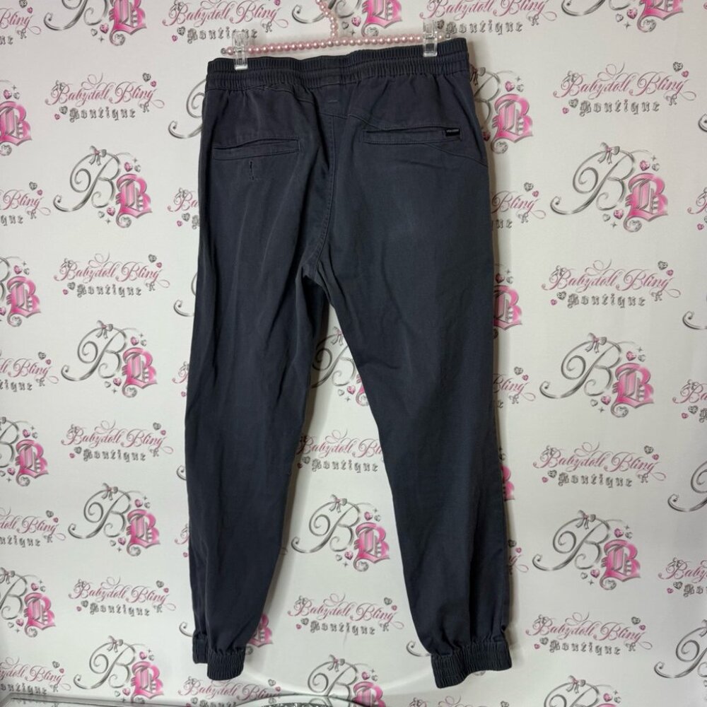 Volcom Charcoal Jogger Pants pockets tie up waist grey navy black - Picture 2 of 6